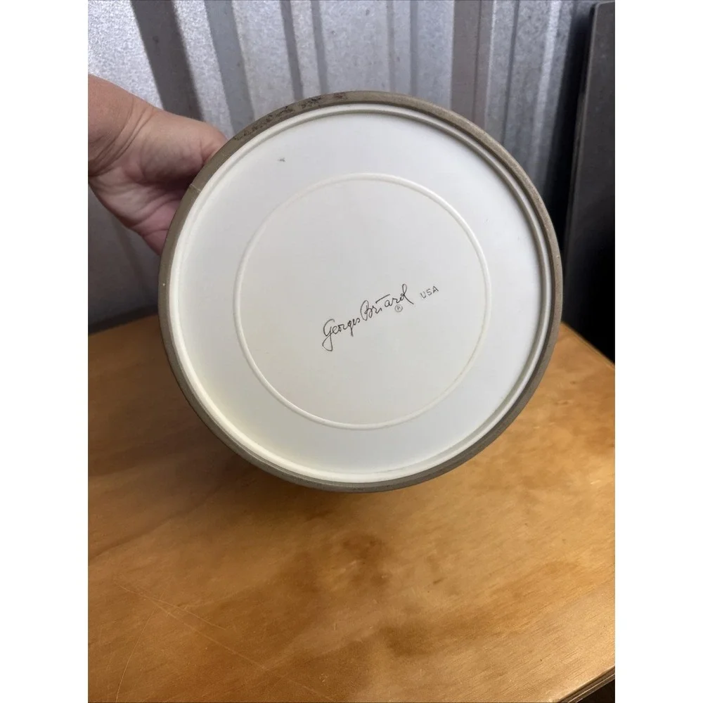 Vintage Georges Briard Faux Leather Ice Bucket Lid Beige MCM Acrylic Lid, Handle
